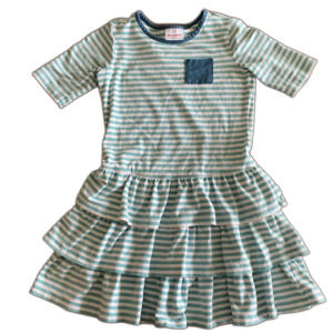 Hanna Andersson Blue Striped Ruffle Dress Girls' 130/8